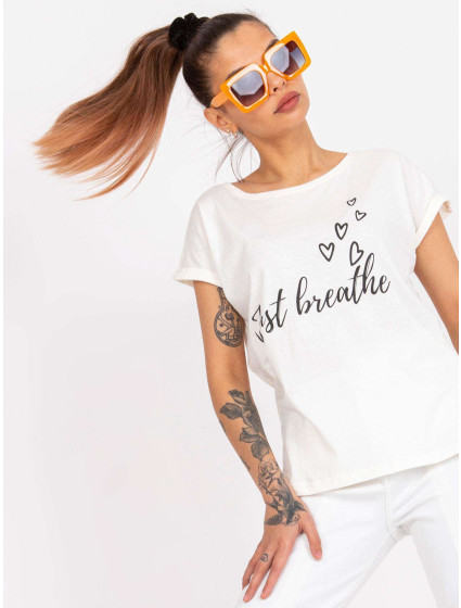 Béžové dámské tričko s krátkým rukávem s nápisem Pole
