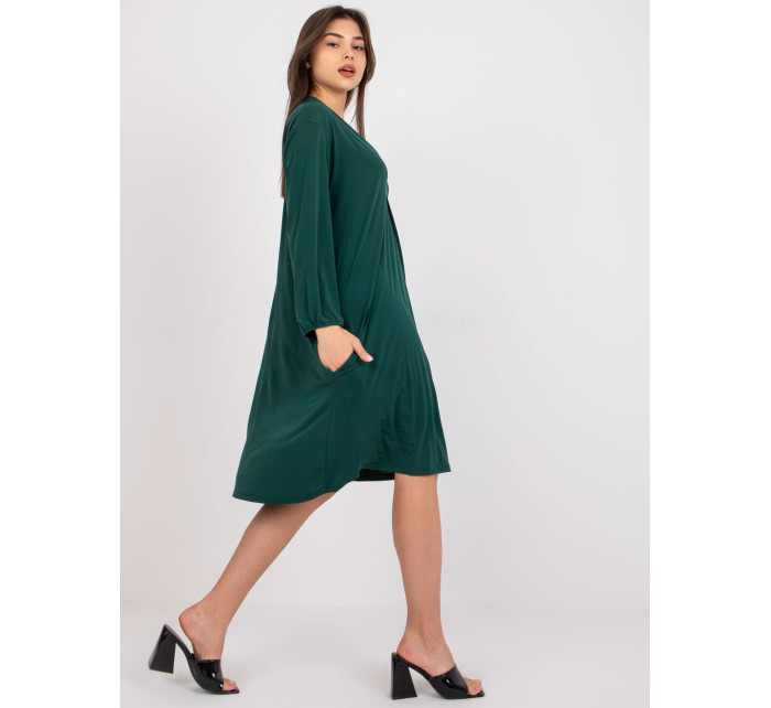 Tmavě zelené šaty volného střihu s dlouhým rukávem z Rimini