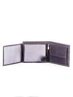 Černá kožená peněženka pro muže s látkovým modulem