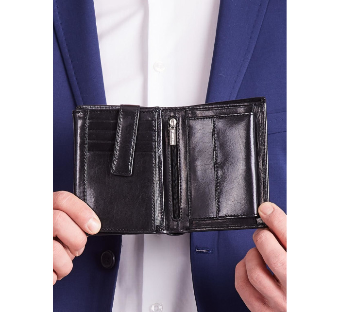Černá vertikální kožená peněženka pro muže