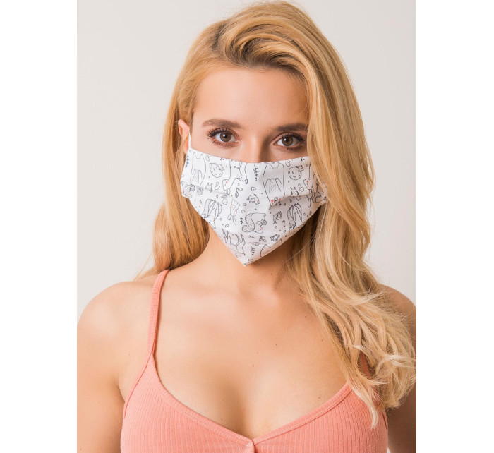 Bílá opakovaně použitelná ochranná maska s potiskem