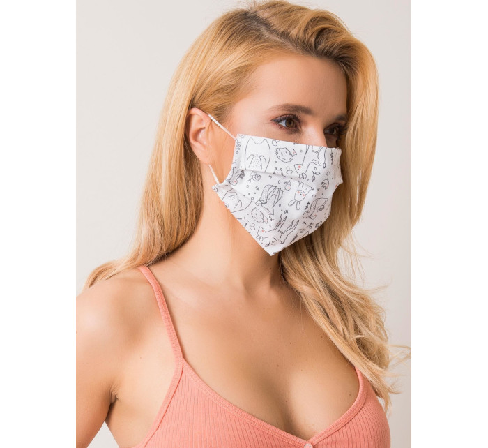 Bílá opakovaně použitelná ochranná maska s potiskem
