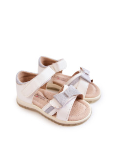 Dětské kožené sandály na suchý zip Bíle Lolly