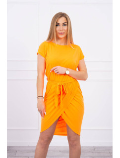 Zavazované šaty s psaníčkovým spodním oranžovým neonem