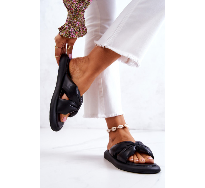 Dámské módní kožené pantofle Černá Savirra