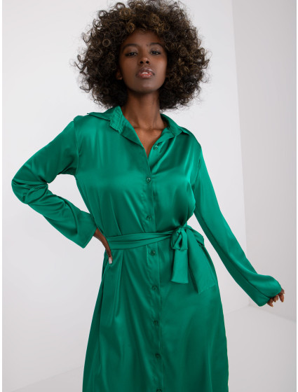 Zelené midi šaty s imitací saténu Inga RUE PARIS