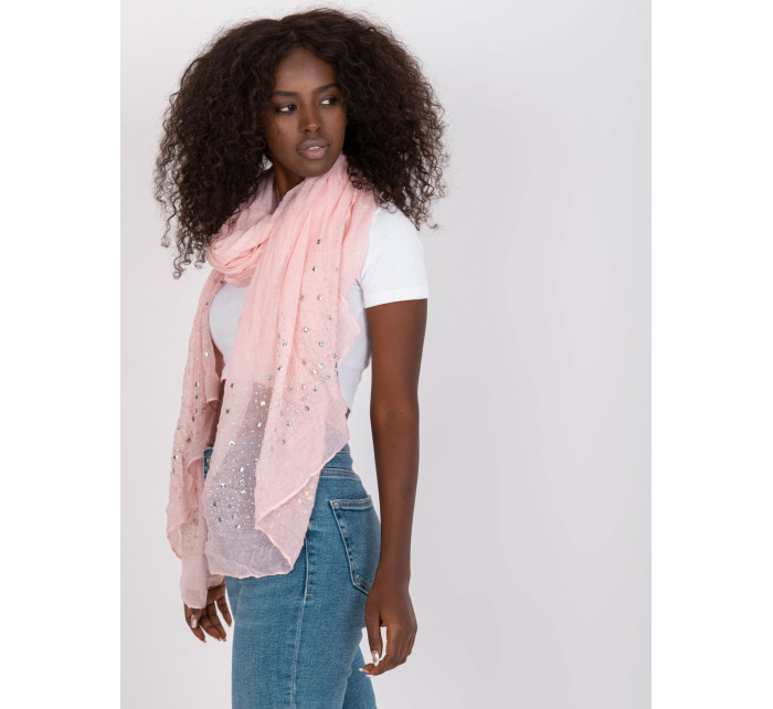 Světle růžový dámský šátek s aplikací