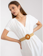 Ležérní bílé šaty s copánkovým páskem RUE PARIS