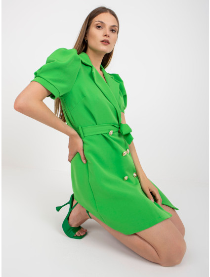 Světle zelené elegantní koktejlové šaty s krátkým rukávem