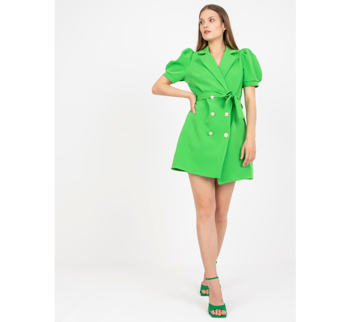 Světle zelené elegantní koktejlové šaty s krátkým rukávem