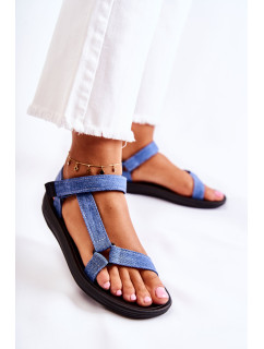 Klasické dámské sandály na suchý zip Modrá Kalla