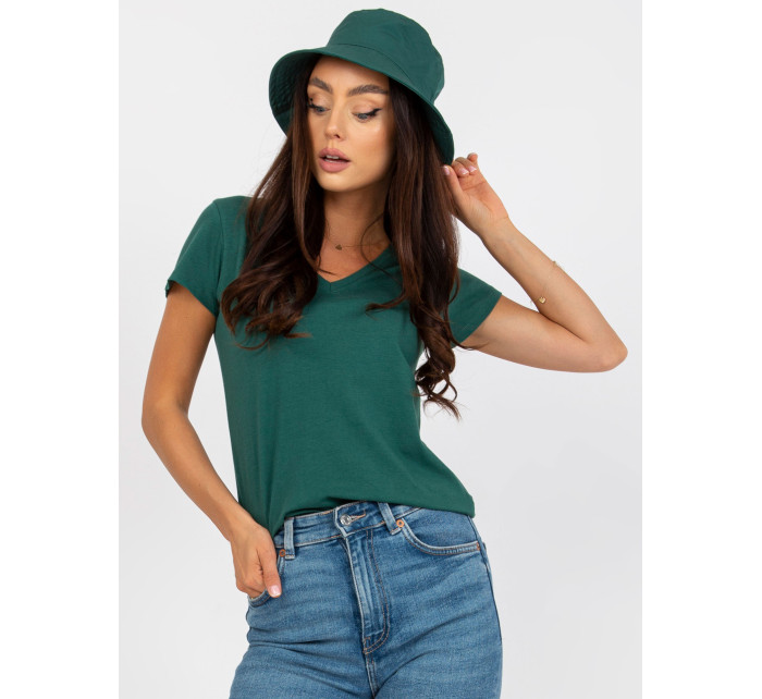 Základní tmavě zelené bavlněné tričko pro ženy