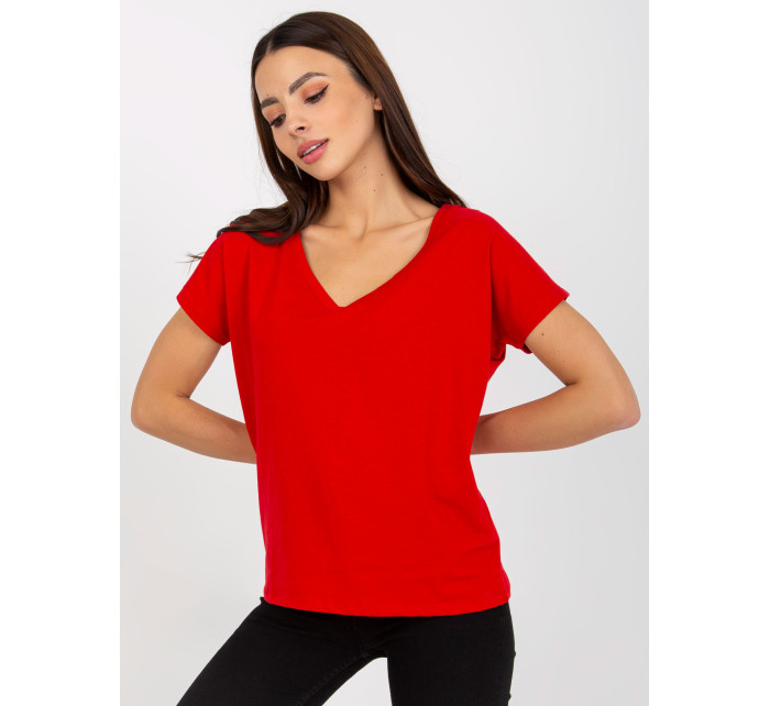 Základní červené dámské bavlněné tričko