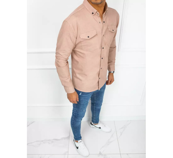 Pánská džínová košile růžová Dstreet DX2352