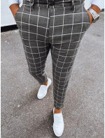 Pánské tmavě šedé kostkované chino kalhoty Dstreet UX3973