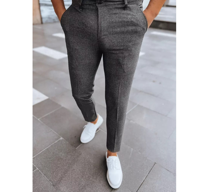 Pánské tmavě šedé kostkované chino kalhoty Dstreet UX3955