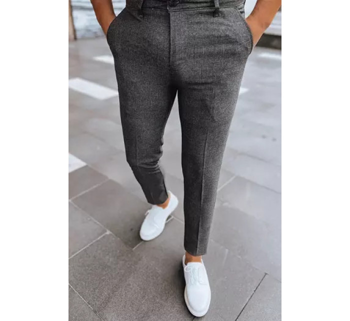 Pánské tmavě šedé kostkované chino kalhoty Dstreet UX3955