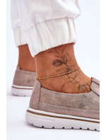 Semišové nazouvací boty Béžovo-zlatá Inez