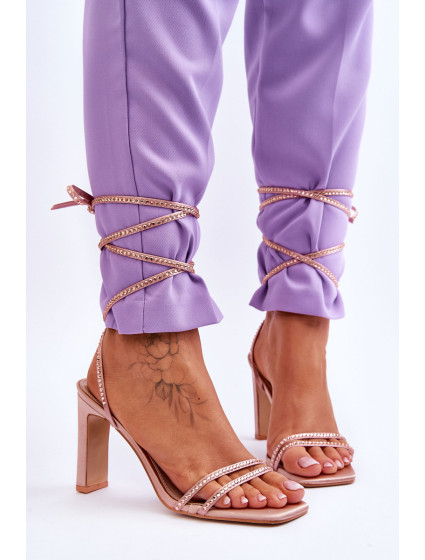Elegantní vázané sandály s kamínky Nude Nessy