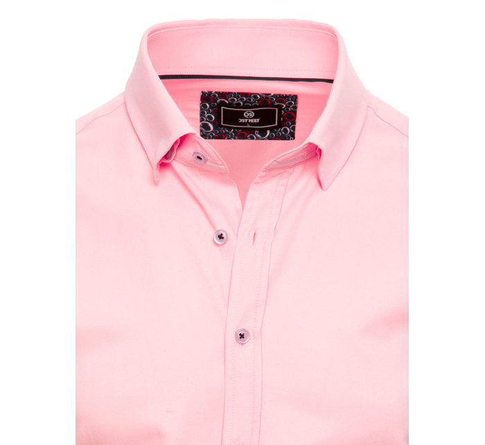 Pánská košile s krátkým rukávem růžová Dstreet KX0994