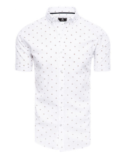 Dstreet pánská bílá košile s krátkým rukávem KX1031
