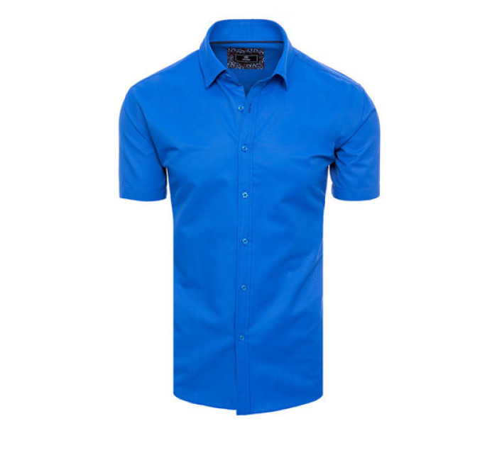 Pánská chrpově modrá košile Dstreet KX0990 s krátkým rukávem