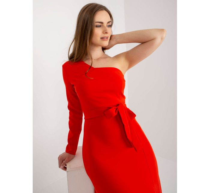 Červené maxi společenské šaty s rozparkem