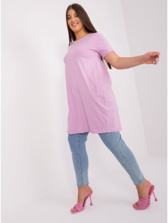 Světle fialové dámské základní bavlněné šaty plus size