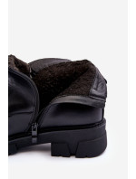 Nízké zdobené kožené kotníkové boty se zipem Černá Escika