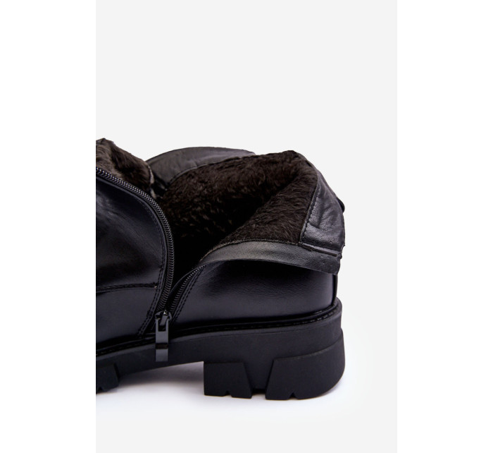zdobené kožené kotníkové boty se zipem Černá model 19864756 - Kesi