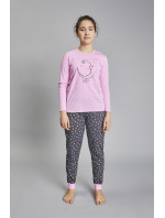 Dívčí pyžamo Antilia dlouhé rukávy, dlouhé nohavice - růžová/potisk