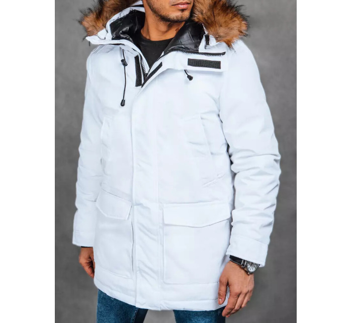 Pánská zimní bunda s kapucí, bílá Dstreet TX4322