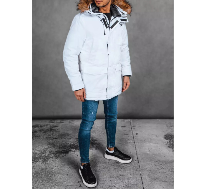 Pánská zimní bunda s kapucí, bílá Dstreet TX4322