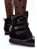 Kožené kotníkové boty na klínku, černá Amria
