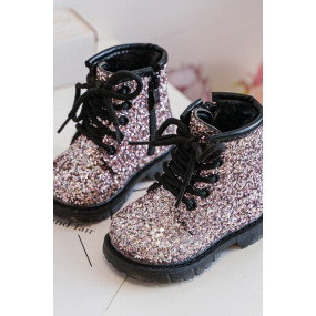 Dětské zateplené kotníkové boty na růžová model 19871052 - Kesi