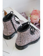 Dětské zateplené kotníkové boty na růžová model 19871052 - Kesi