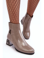 dámské kotníkové boty se  podpatky D&A šedá model 19873686 - Kesi