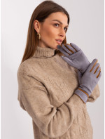 Šedé dámské rukavice s ozdobným páskem