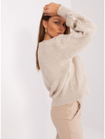 Světle béžový dámský svetr s ozdobnými knoflíky od RUE PARIS