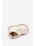 Dětské lakované kotníkové boty na zip, Béžová Tibbie