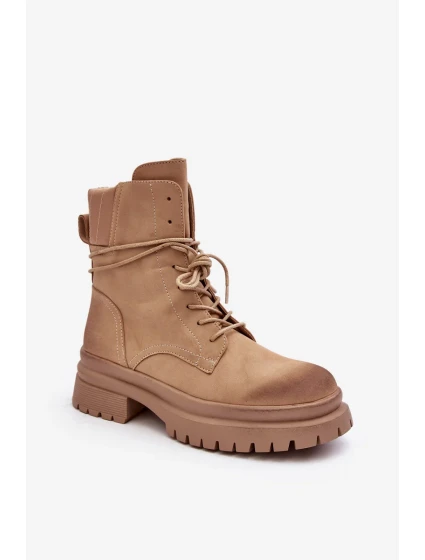 Dámské kotníkové boty Trapper na silné béžová model 21881023 - Kesi Dámské kotníkové boty Trapper na silné béžová model 21881023 - Kesi