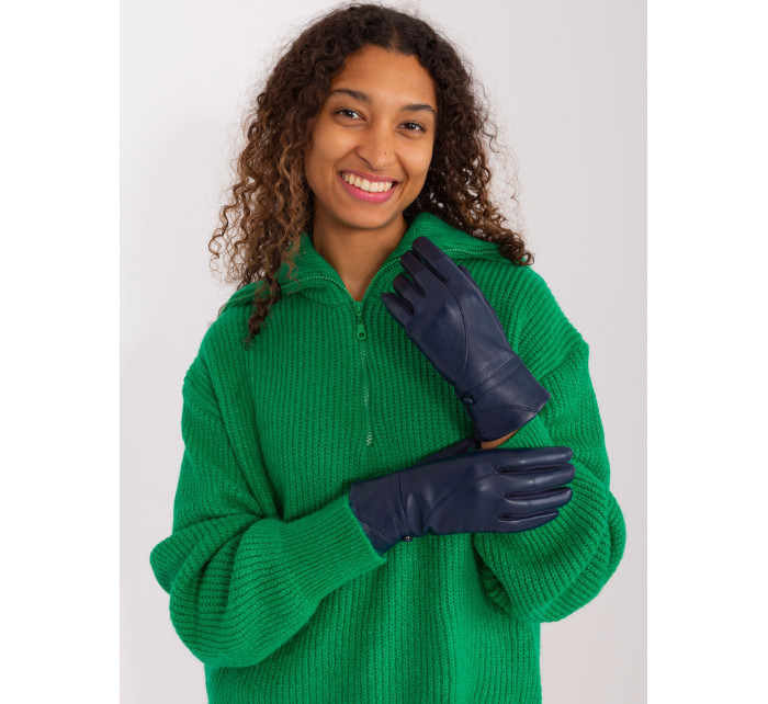 Námořnické modré dámské rukavice s knoflíkem