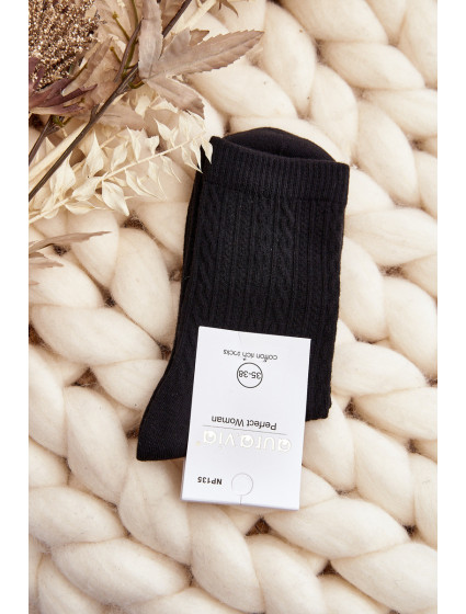 Dámské bavlněné ponožky s reliéfem černé