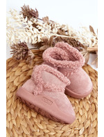 Dětské sněhule na suchý zip Pink Unitia
