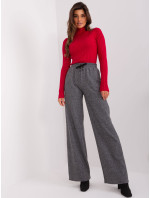 Šedočerné pletené kalhoty se širokými nohavicemi