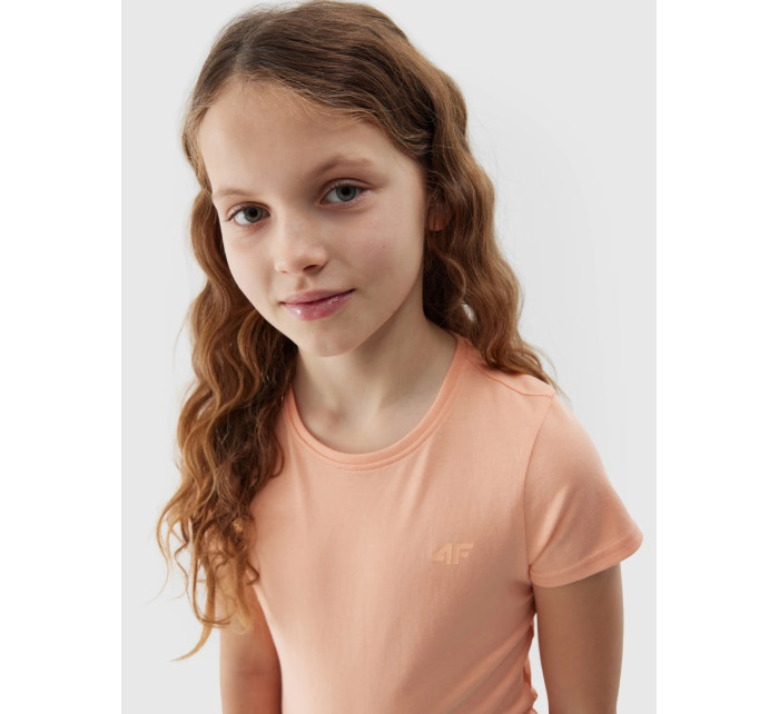 Dívčí hladké tričko 4F - pudrově korálové