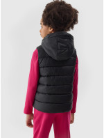 Dívčí péřová vesta s výplní ze syntetického peří 4F - černá