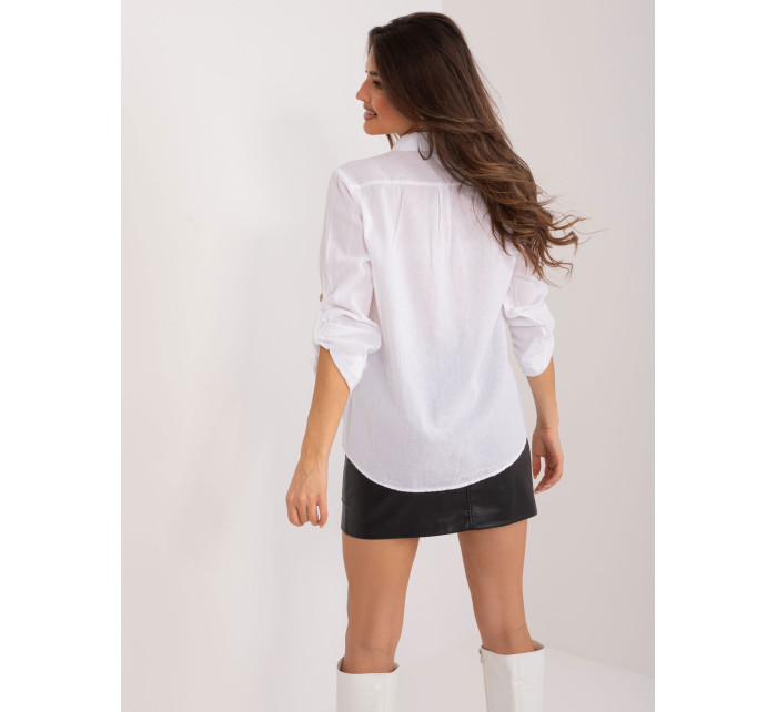 Dámská bílá bavlněná košile s límečkem