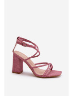 Růžové sandály na vysokém podpatku Herfiana s pásky