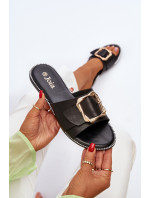 Dámské pantofle s páskem a přezkou černé Opahiri